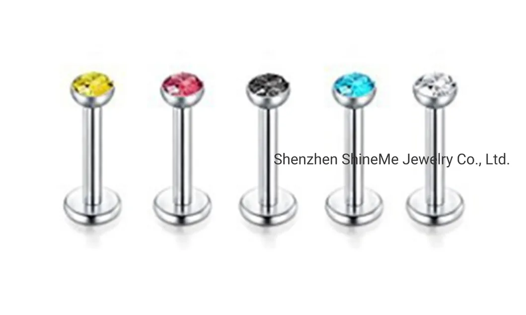 Fashion Jewelry Body Piercing High Quality G23 Titanium Opal Lip Stud Crystal Diamond Ear Studs Belly Piercings Tp2908