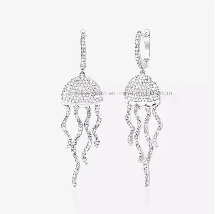 Fashion Jewelry Silver Jellyfish Drop Earring for Costume Jewelry
