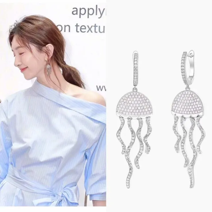 Fashion Jewelry Silver Jellyfish Drop Earring for Costume Jewelry
