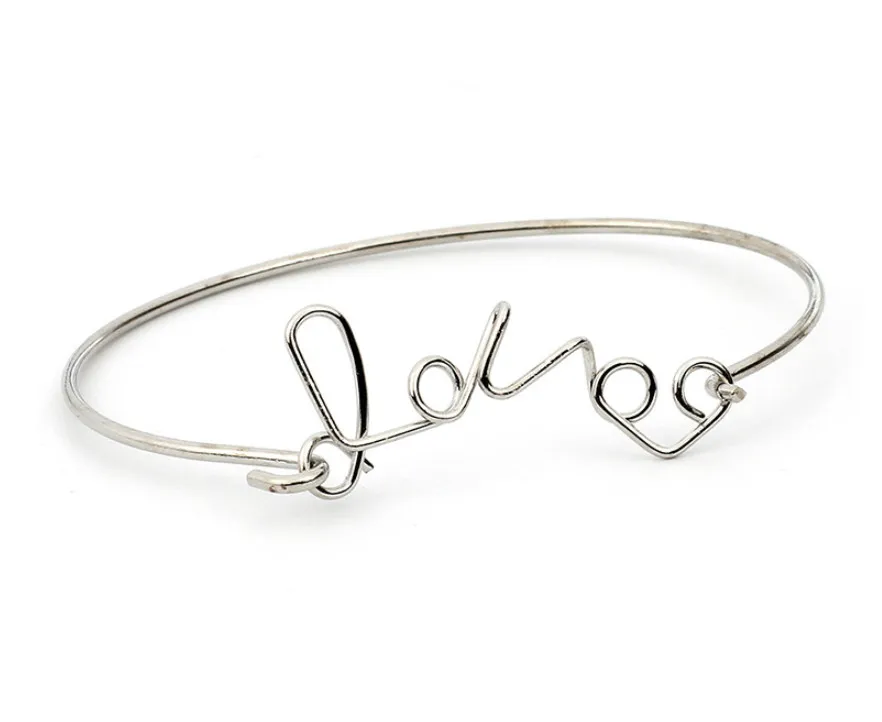 Fashion Jewelry Simple 3 Bangle Cuff with Bowknot and Love