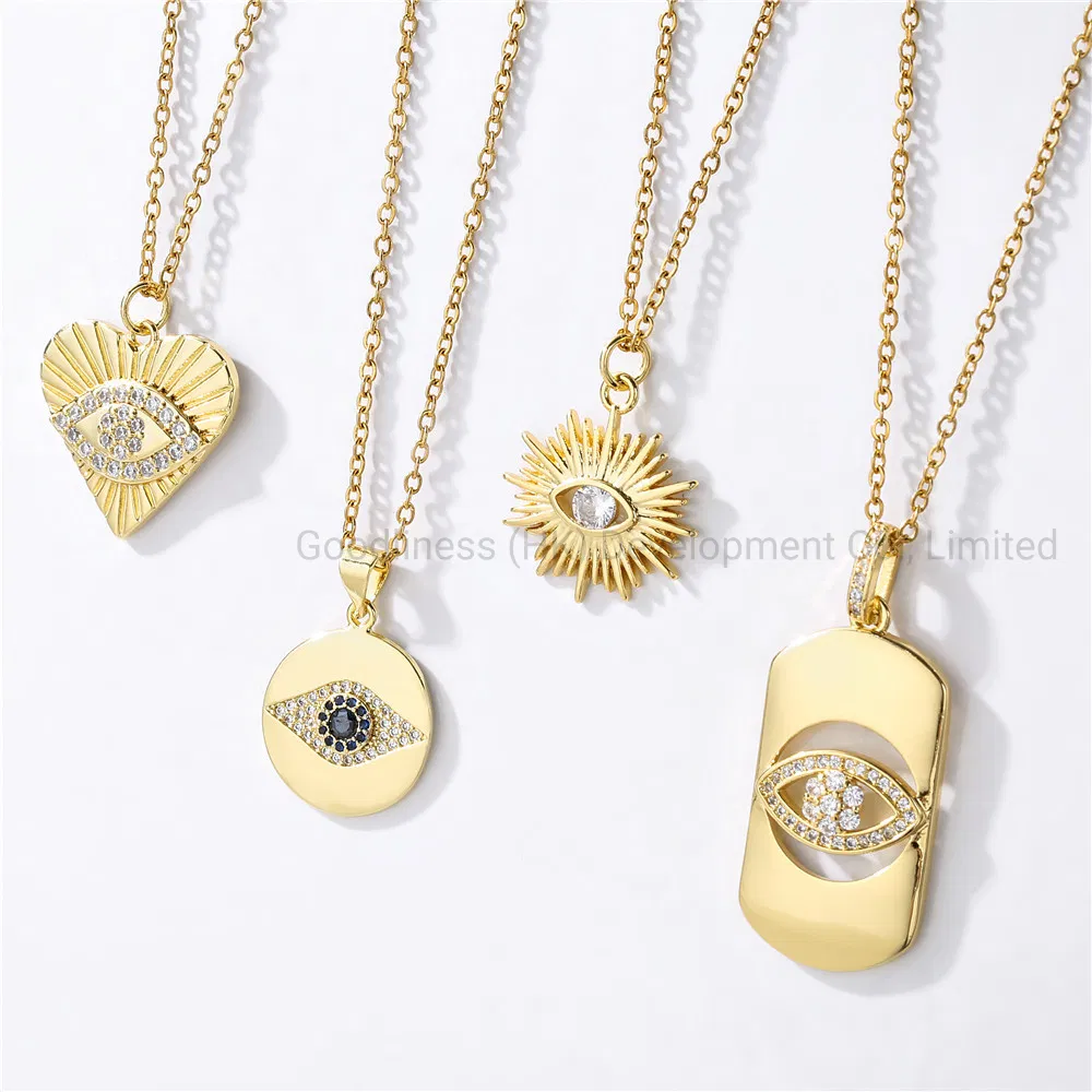 Fashion Love Eyes Lock Pendant Women′s Copper Micro Necklace