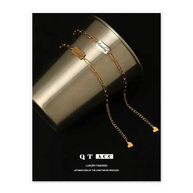 Fashion Simple Lucky Luck Letters Hundred Match Bracelet Jewelry