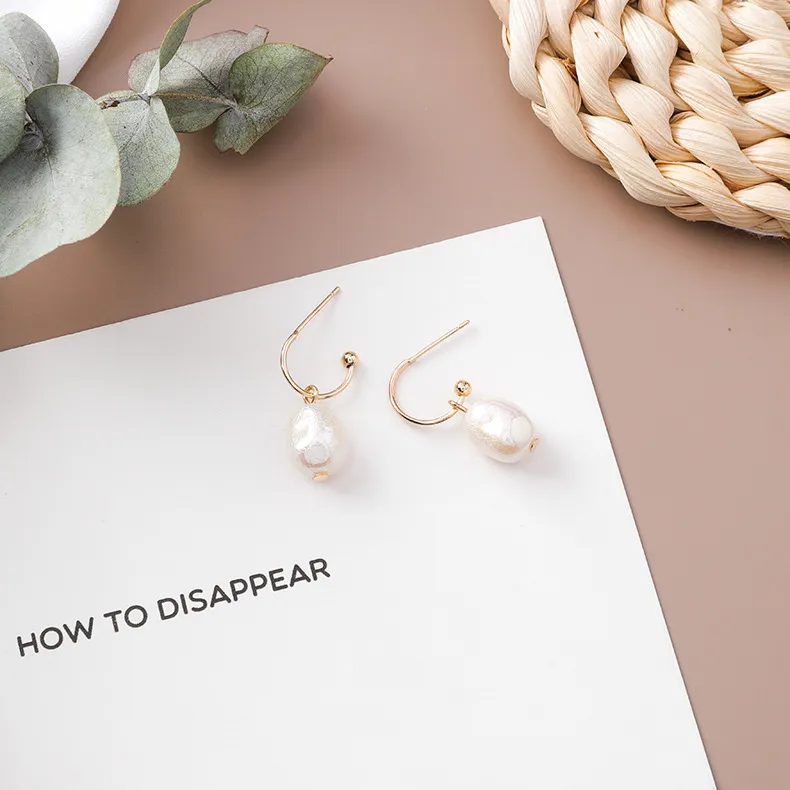 Fashion Simple Vintage Pearl Pentagram Earrings Jewelry