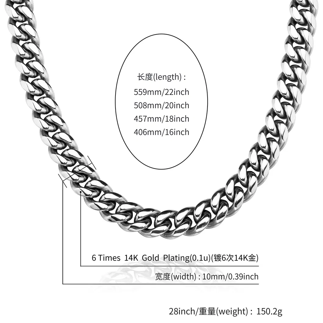 Fashion Stainless Steel Cuban Chain Nencklace Jewelry