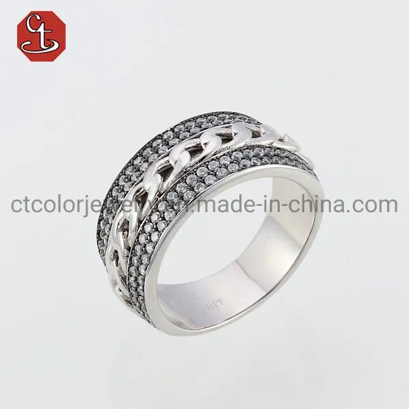 Fashion Top Quality Emerald Sterling Silver Ring 925 Silver Jewelry 18k Gold Plated Emerald Green Color Ring for Men