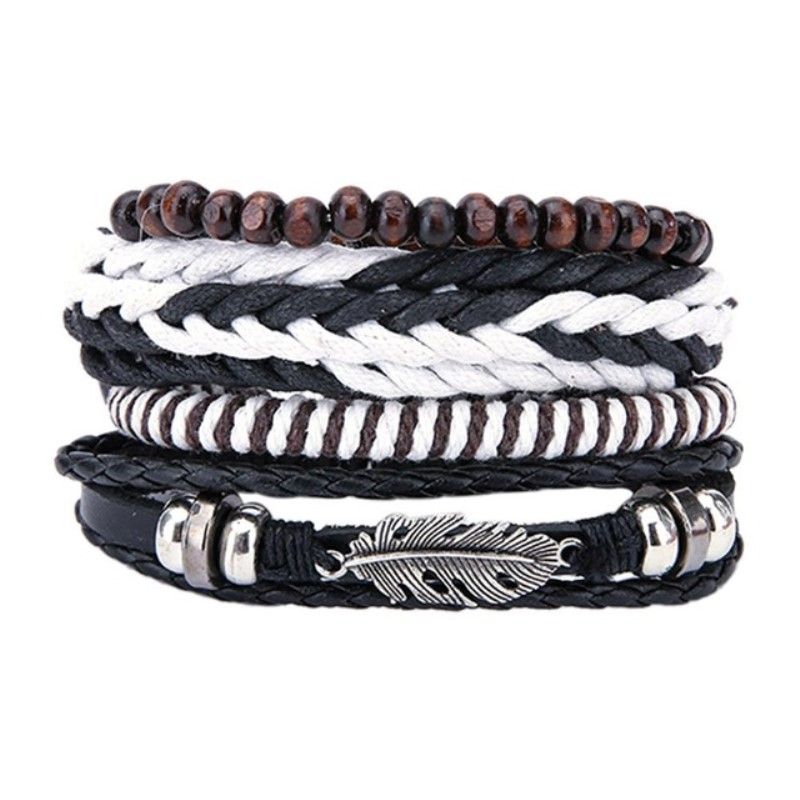 Fashion Vintage Charm Leather Bracelet Men Jewelry