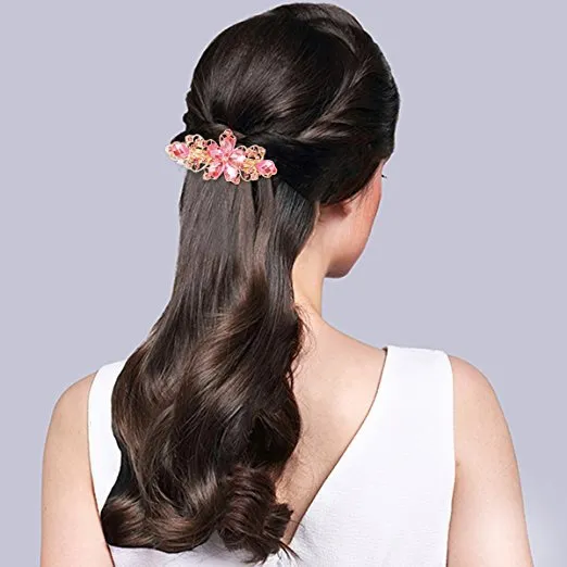 Flower Design Rhinestone Hairpin Clip Accessories