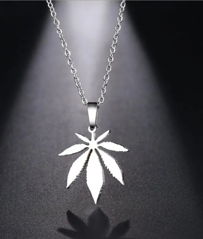 for Women Man Maple Leaf Choker Pendant Necklace Engagement Jewelry Stainless Steel Chains Necklaces