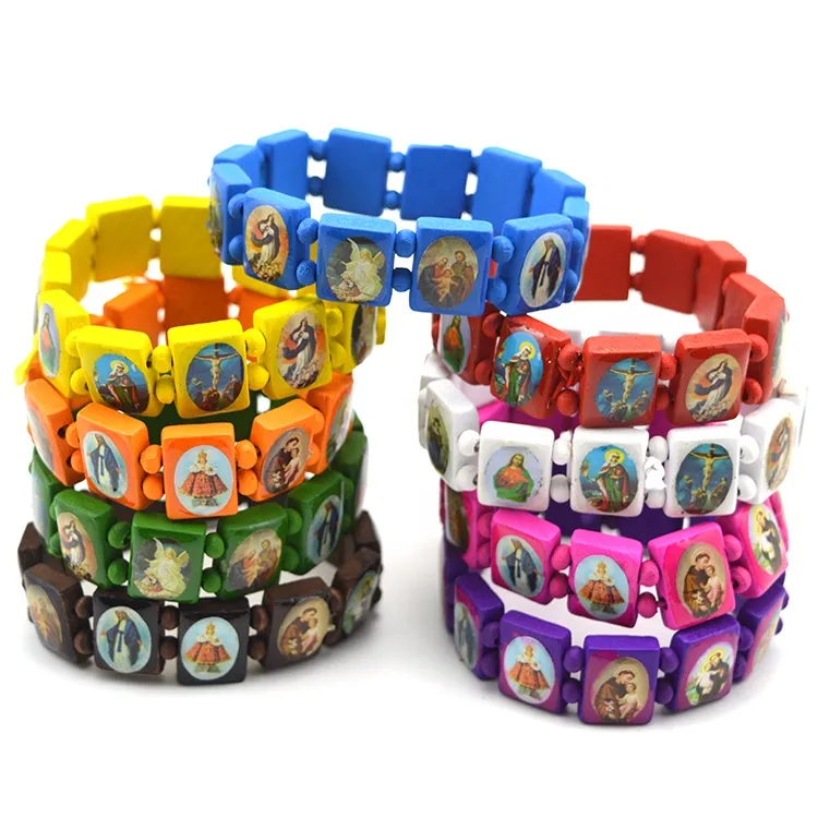 Green Personalised UK Flag Engraving Wooden Jewelry Gift Tile Bracelets Wood Bracelets with Custom Logo