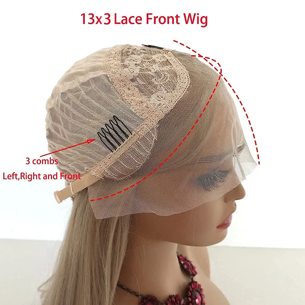 Hair 13X3 Glueless Synthetic Lace Front Wigs Bloned Wigs for Black Women #103 Long Straight Wig Heat Resistant Kanekalon Fibe Real Natural Synthetic Hair Wig