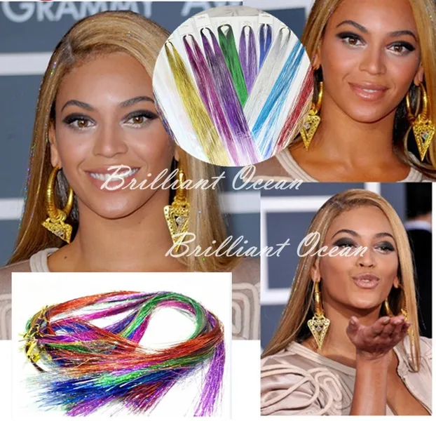 Hair Tinsel Strands Sparkly Hair Extensions Highlights Glitter Hair Tinsel