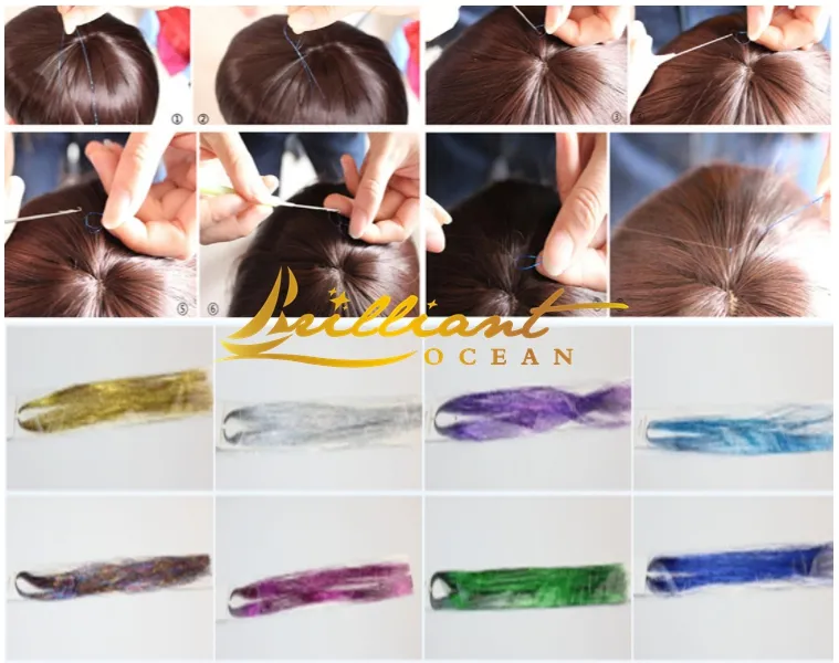 Hair Tinsel Strands Sparkly Hair Extensions Highlights Glitter Hair Tinsel