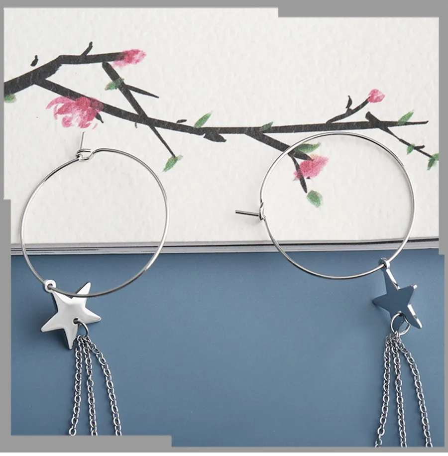 Hengdaxin Fashion Temperament Fairy Silver Star Moon Earrings Fashion Trend