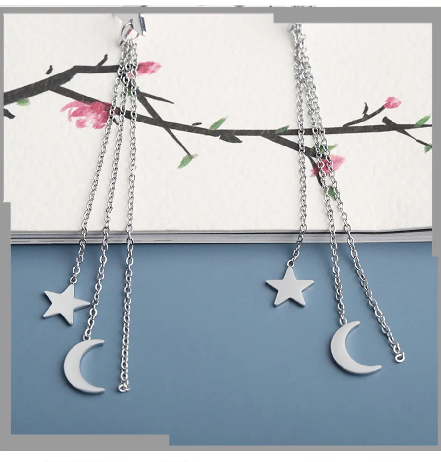 Hengdaxin Fashion Temperament Fairy Silver Star Moon Earrings Fashion Trend