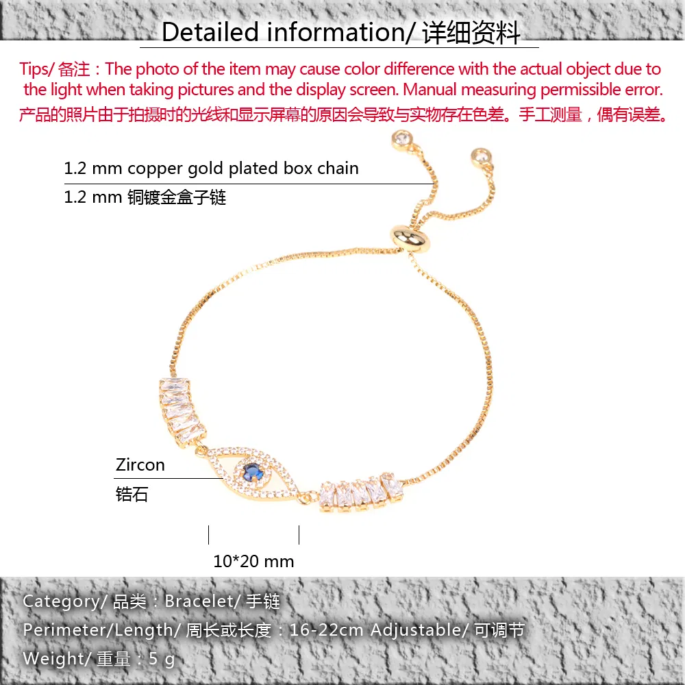 High Quality Charming Women Jewelry Copper Evil Eyes Adjustable Lucky Amulet Bracelet