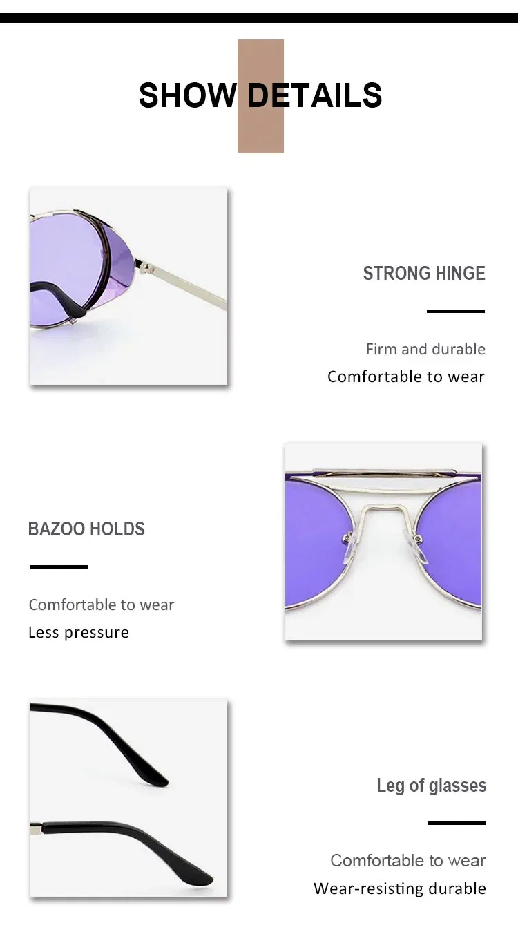 High Quality Steampunk Brand Designer Sunglass for Ladies Mirror Gafas