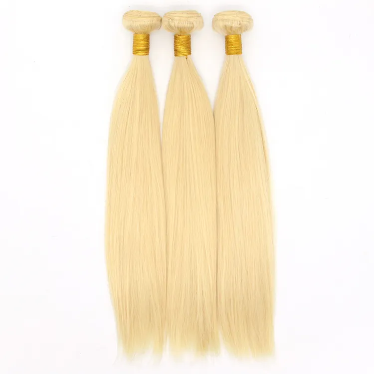 Hot Beauty Fashion 100% Human Hair Blonde #613# Straight Unprocessed Remy Hair Weft