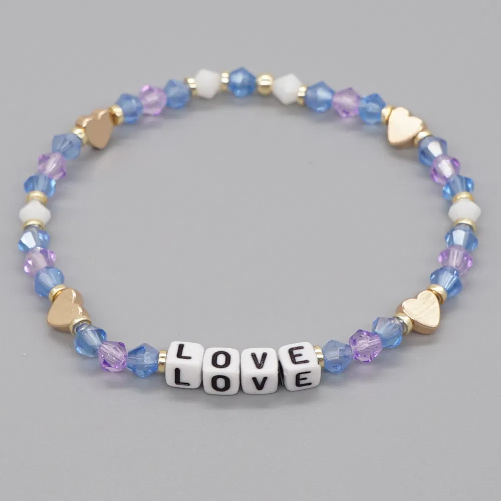 Hot Sale Factory Directly Ideal Gift Love Letter Bracelet Crystal Jewelry with Elastic Rope