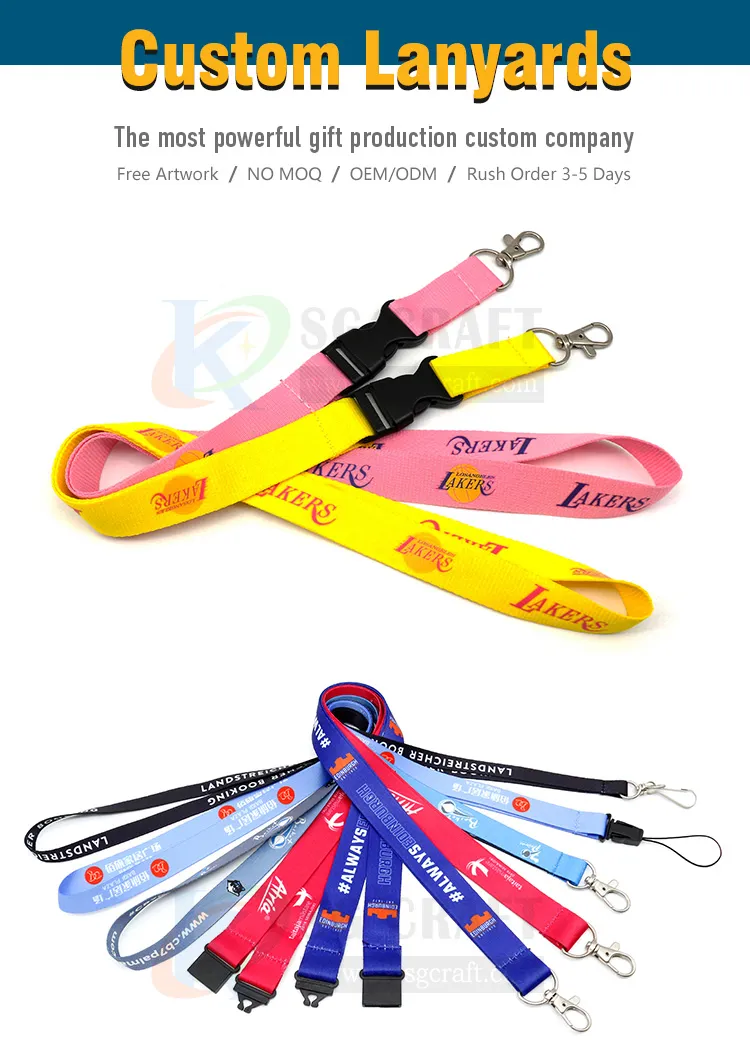 Hot Sale Standard Lanyard with Hook No MOQ Polyester Lanyards Sublimation Lanyard