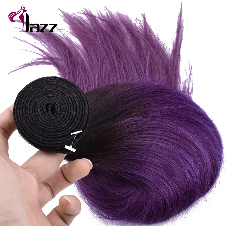 Hot Sales Virgin Remy Ombre T1b/Purple Human Hair Weft with Lace Frontal Closure