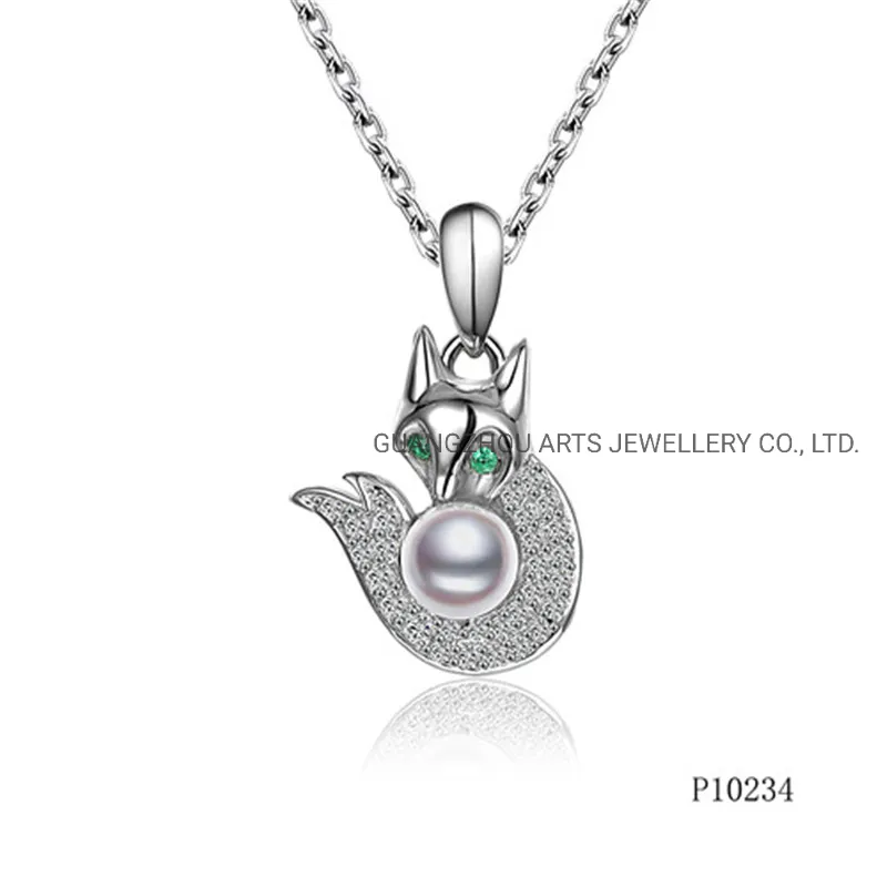 Hotsale High Quality White Shell Pearl with Silver Fox Pendant