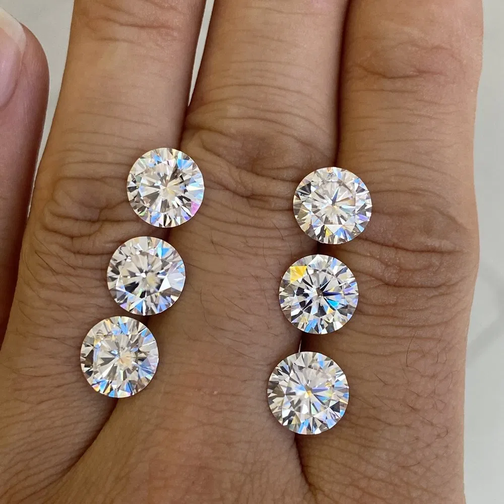 Hq Gems Gra Certificate Lab Grown 1carat 6.5mm White Moissanite Diamond Price Per Carat for Engagement Ring Earring Jewelry