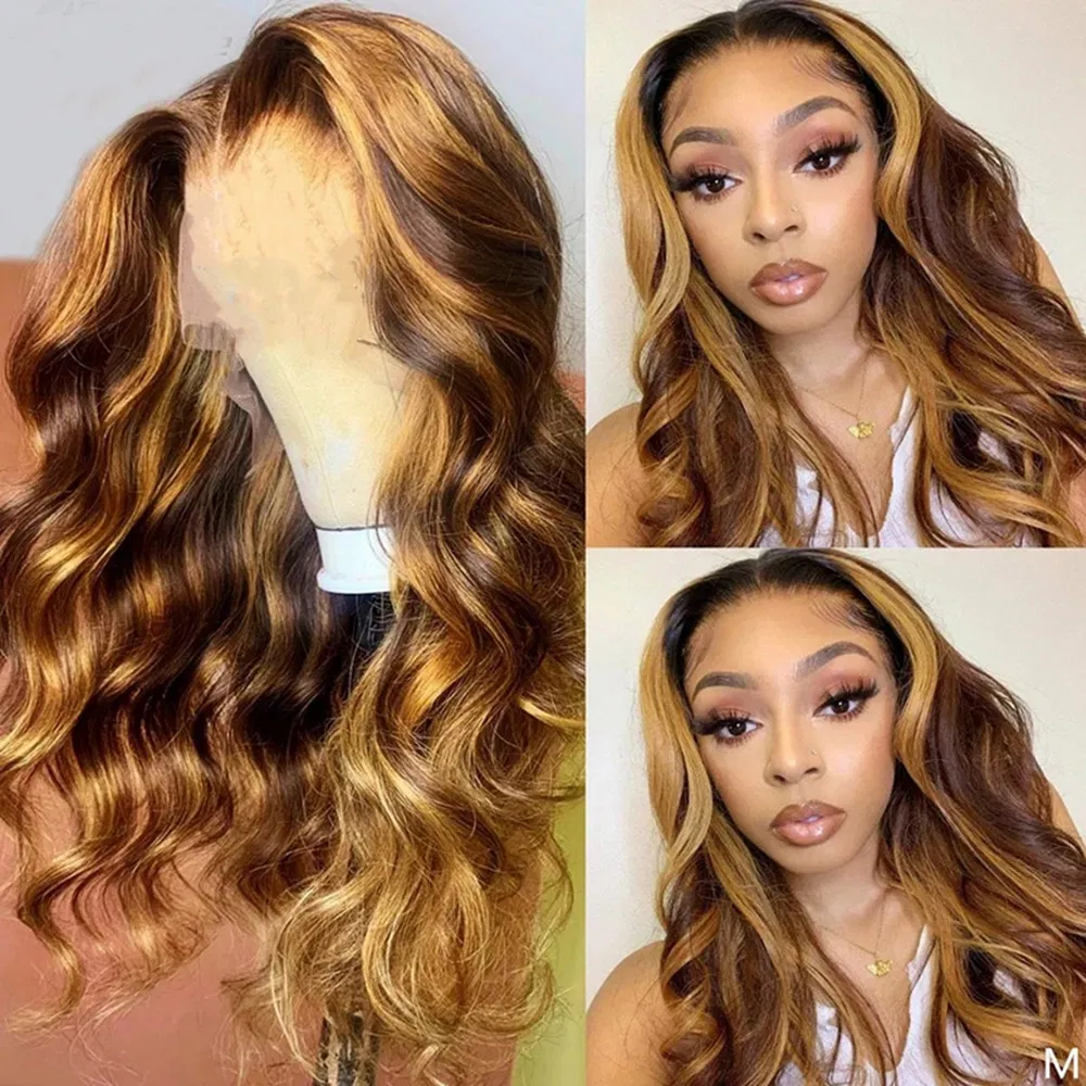 Kbeth 13*6 Transparent Honey Brown Highlight Human Hair Wig Loose Wave Lace Frontal Wigs for Black Women Lace Wig Human Hair Wholesale