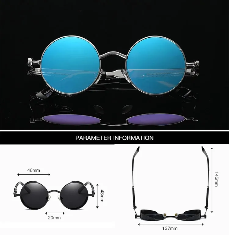 Luxury Metal Sunglasses Round Sunglasses Steampunk Coating Vintage Retro Sunglass
