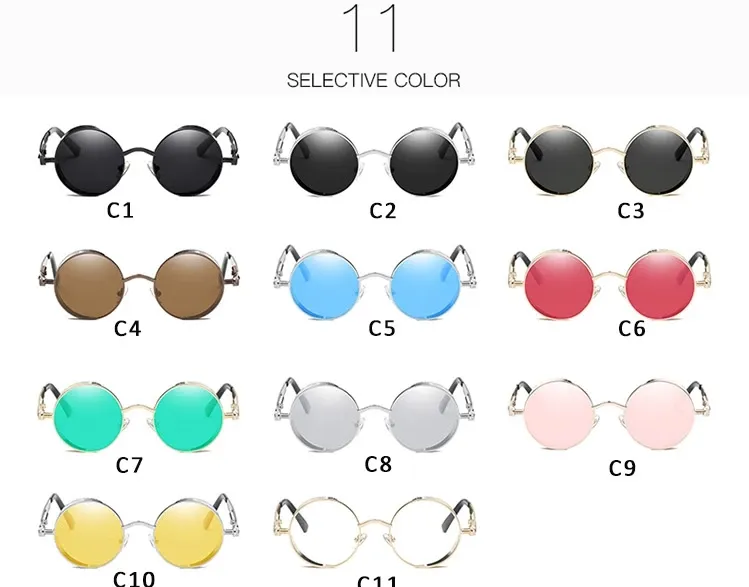 Luxury Metal Sunglasses Round Sunglasses Steampunk Coating Vintage Retro Sunglass