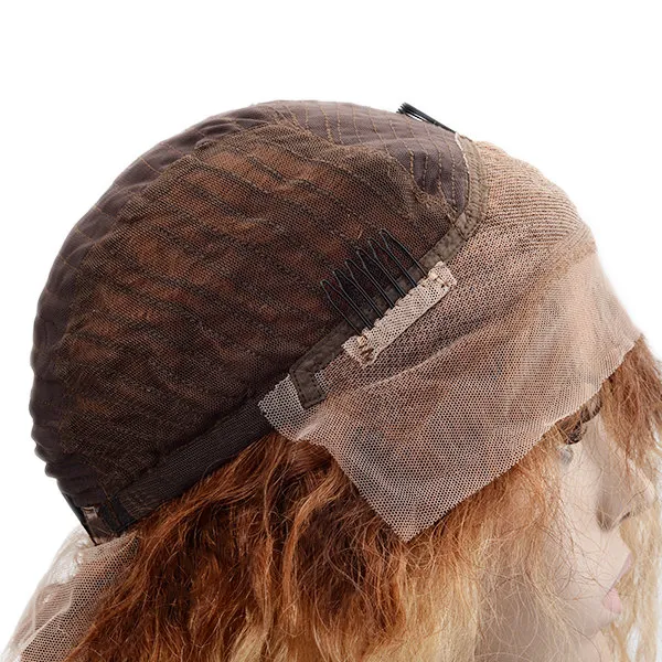 Lx310 Blond Color with Dark Brown Root Front Lace Hair Replacement for Women