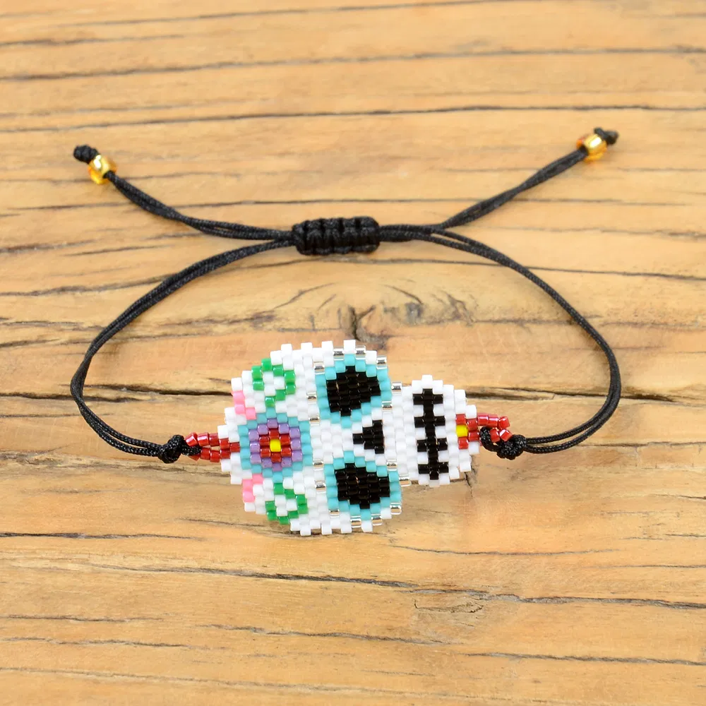 Mlgm Miyuki Bracelet Mexican Skull Bracelets for Women Unique Halloween Skull Jewellery Gift Pulseras Handwoven Jewelry Custom Imitation Cool Pulsera for Girls