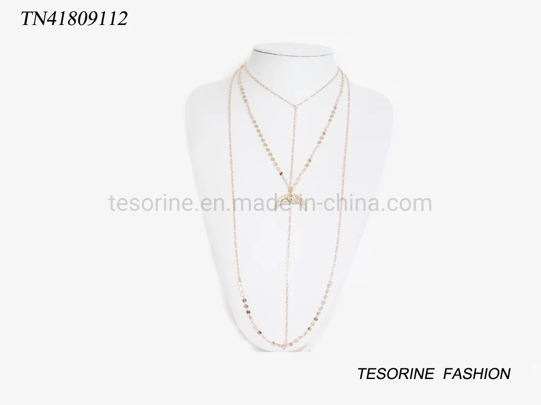 Most Popular Fashion Design Hammered Moon Sentiment Necklace Layer Jewelry