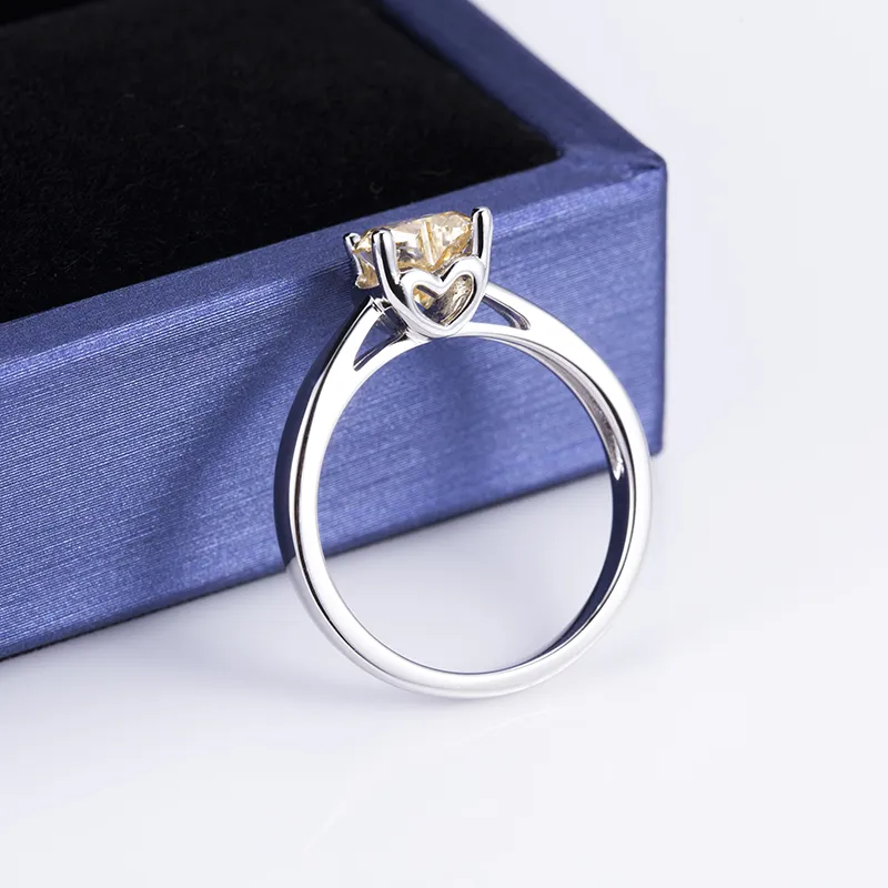 Ms-542 Custom Jewelry 925 Silver Champagne Heart Cut Moissanite Ring