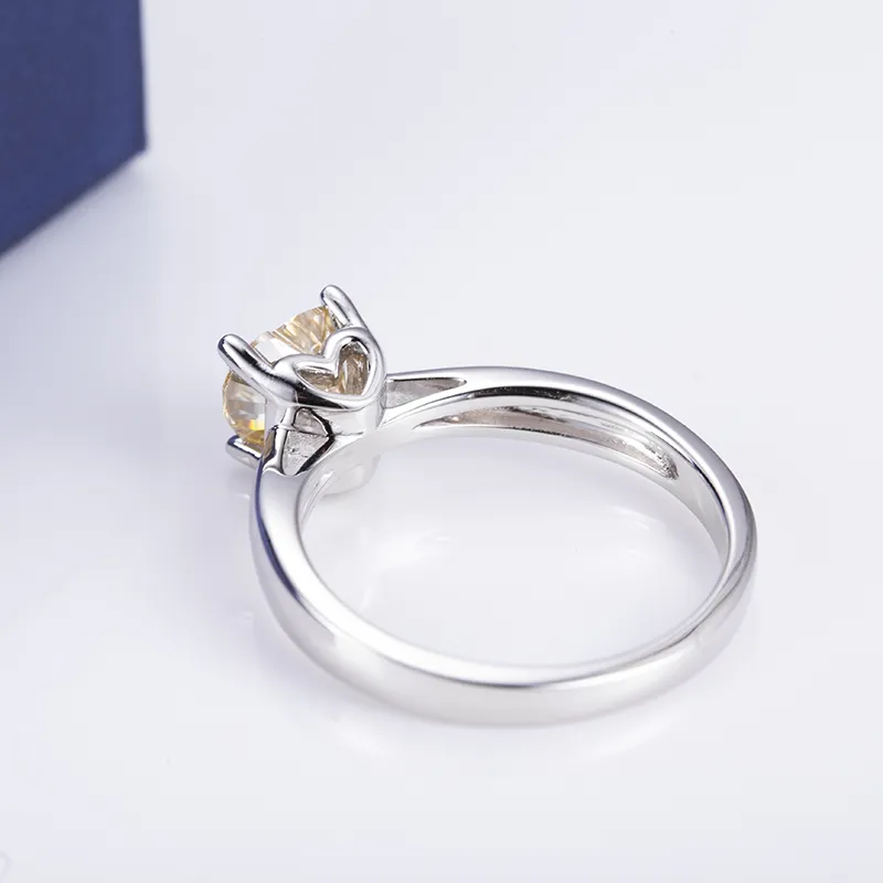 Ms-542 Custom Jewelry 925 Silver Champagne Heart Cut Moissanite Ring