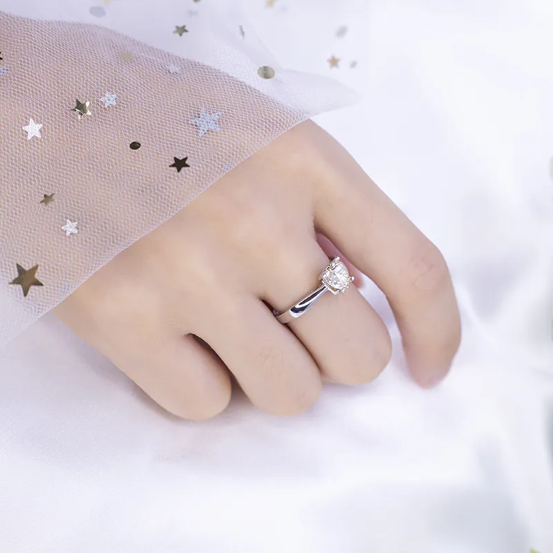 Ms-542 Custom Jewelry 925 Silver Champagne Heart Cut Moissanite Ring