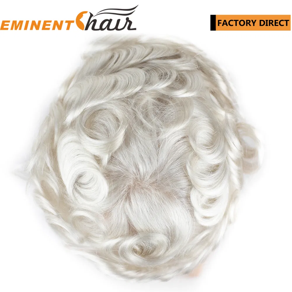 Natural Effect Full Lace Men′s Grey Hair Toupee