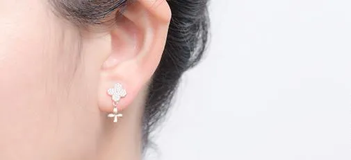 New Four-Leaf Clover S925 Pure Silver Eardrop Female Tide Contracted Korean Edition Temperament Silver Needle Earpiece Female Is Acted The Role of Article a Gen