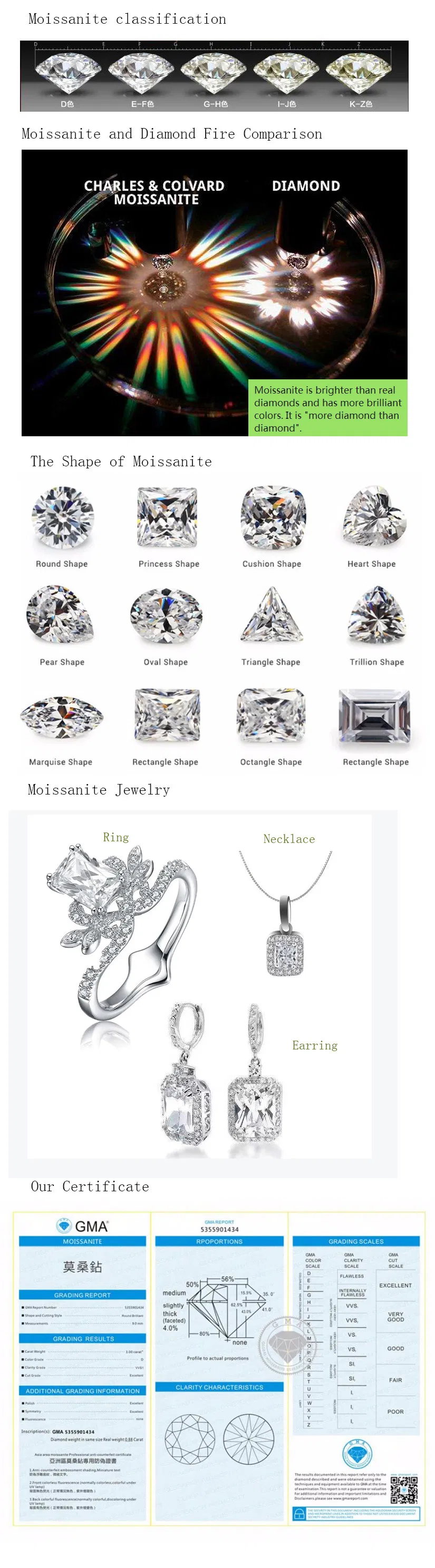 New Style 7X9mm Oval Cut Def White Hearts&Arrows Moissanite for Fashion Decoration