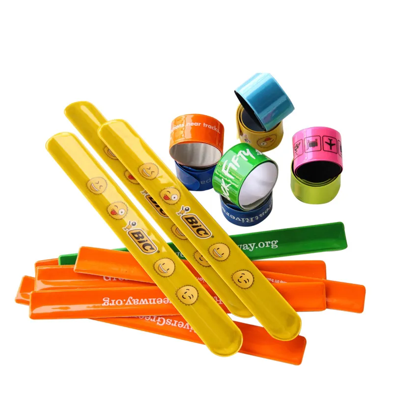 OEM Custom Logo Printing Slap Bracelet PVC Reflective Wristband
