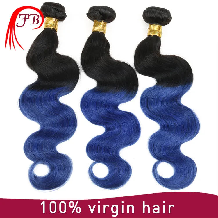 Ombre 1b Blue Color Human Hair Body Wave