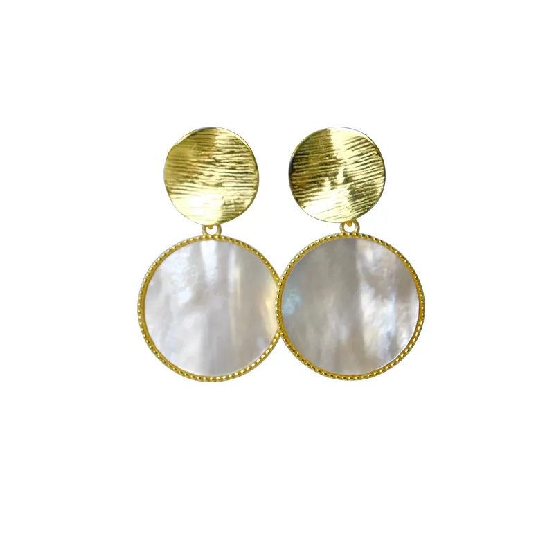 Original Design Simple Abalone Round Drop Earrings Creative Simple Geometric Stud Earrings