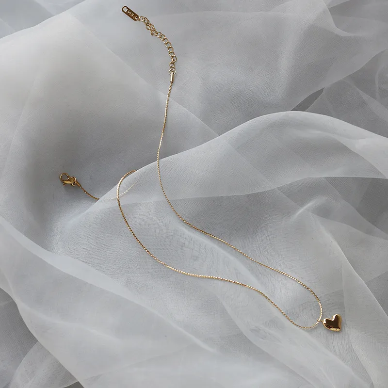 Personalized Stainless Steel Plated 18K Gold Simple Love Peach Heart Necklace