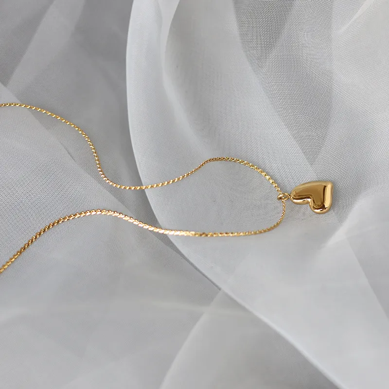 Personalized Stainless Steel Plated 18K Gold Simple Love Peach Heart Necklace