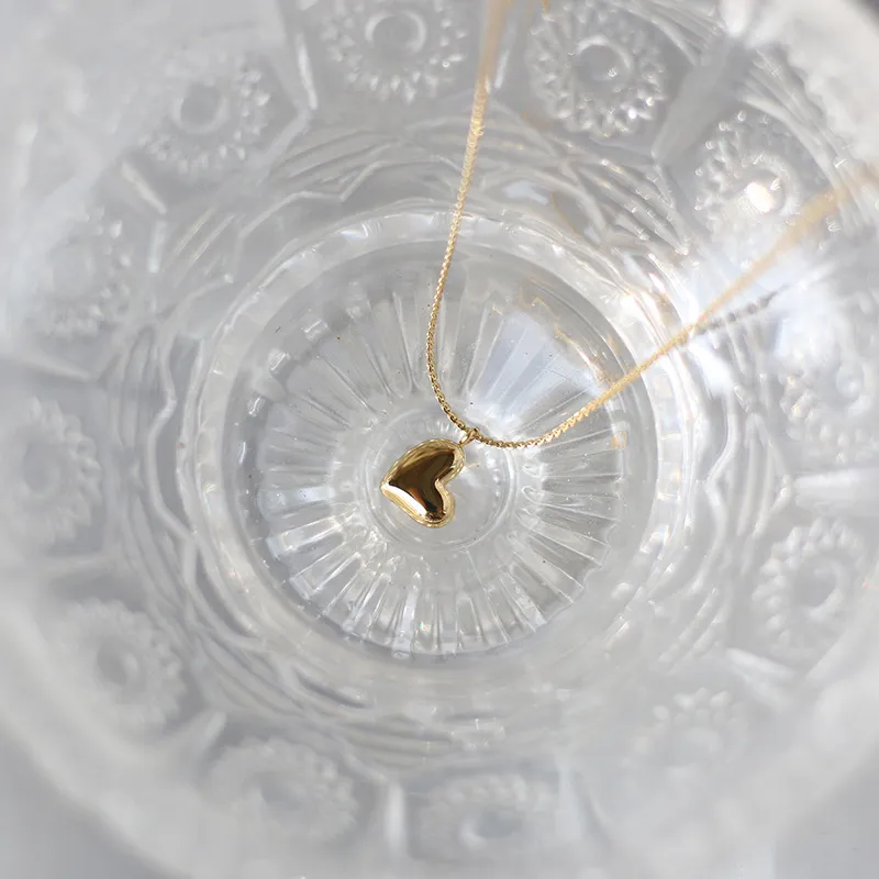 Personalized Stainless Steel Plated 18K Gold Simple Love Peach Heart Necklace