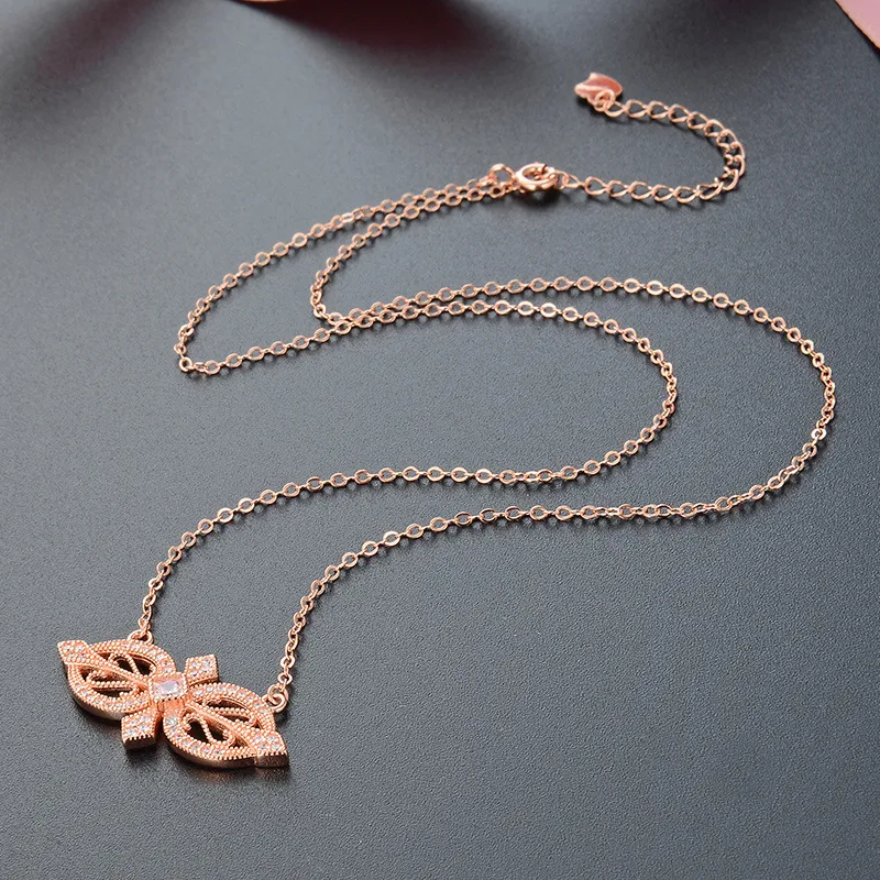 Popular Zircon S925 Sterling Silver Creative Necklace Women Fashion Chain Jewelry