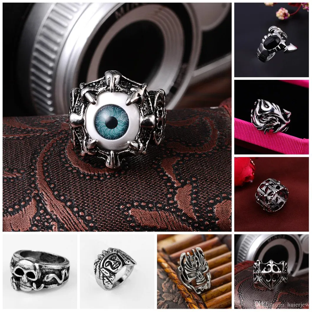Pretty Stainless Steel Rings Silver Brand Demon Eye Vintage Mens Punk Ring China Wholesale Stainless Steel Jewelry Steampunk Men′s Rings