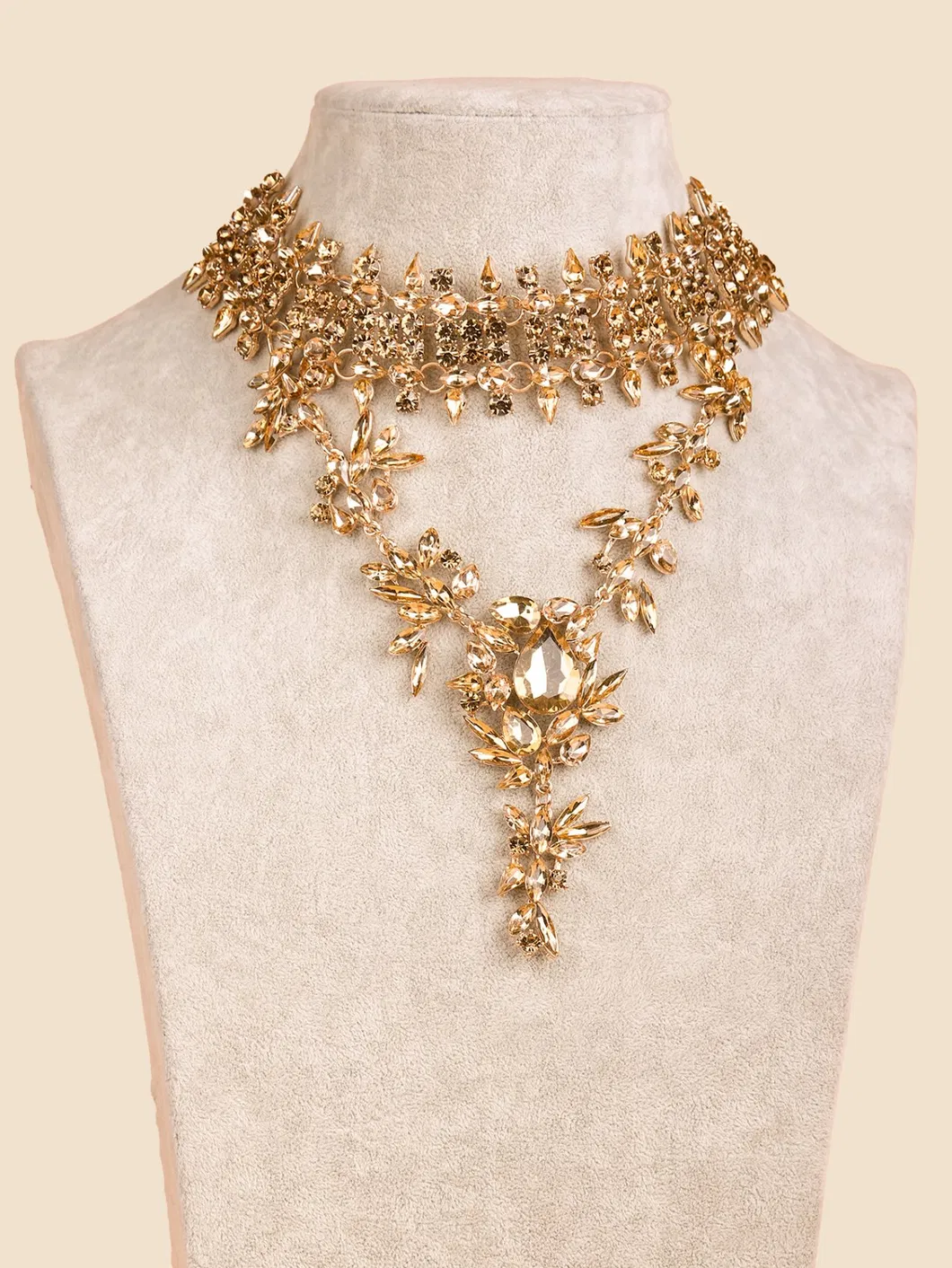 Rhinestone Zinc Alloy Rose Gold Plating Miami Cuban Link Chain Necklace Wholesale Jewelry