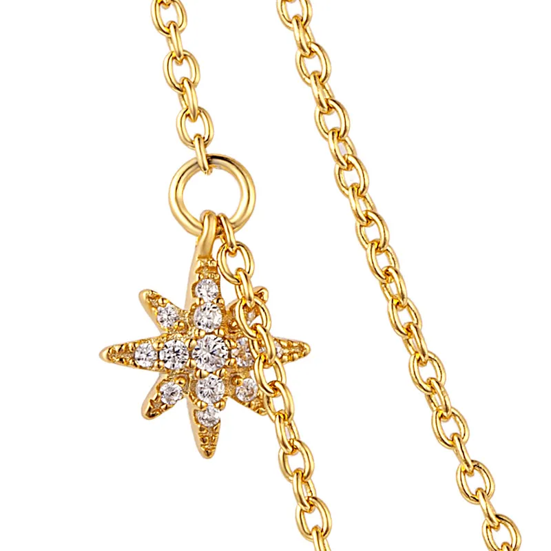 S925 Sterling Silver 18K Gold Square Malachite Pendant Multi-Layer Necklace