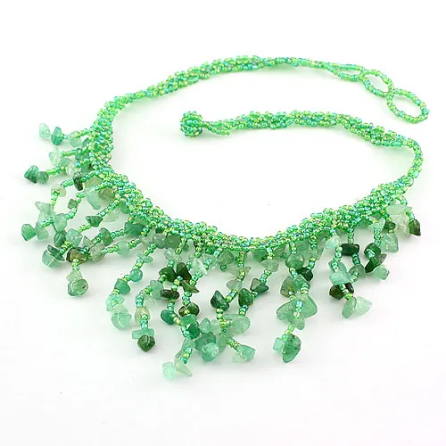 Semi Precious Stone Crystal Beaded Fashion Jewelry Necklace <Esb01386>