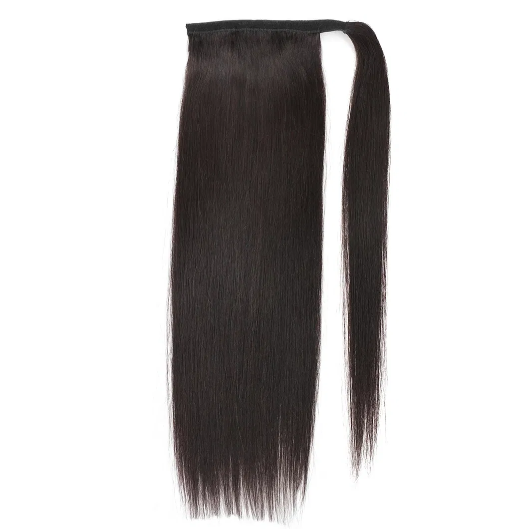 Silky Straight Smooth Virgin Human Hair Horse Tail Wrap up Brazilian Hair Ponytail